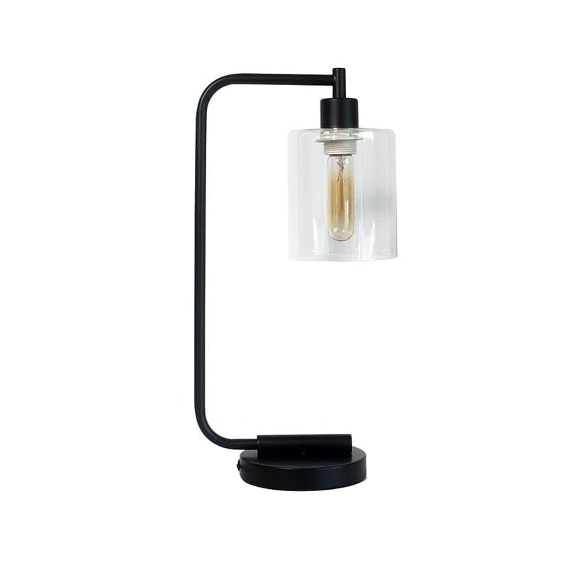 Sleek Black Metal Glass Desk Lamp - HappyKidMart