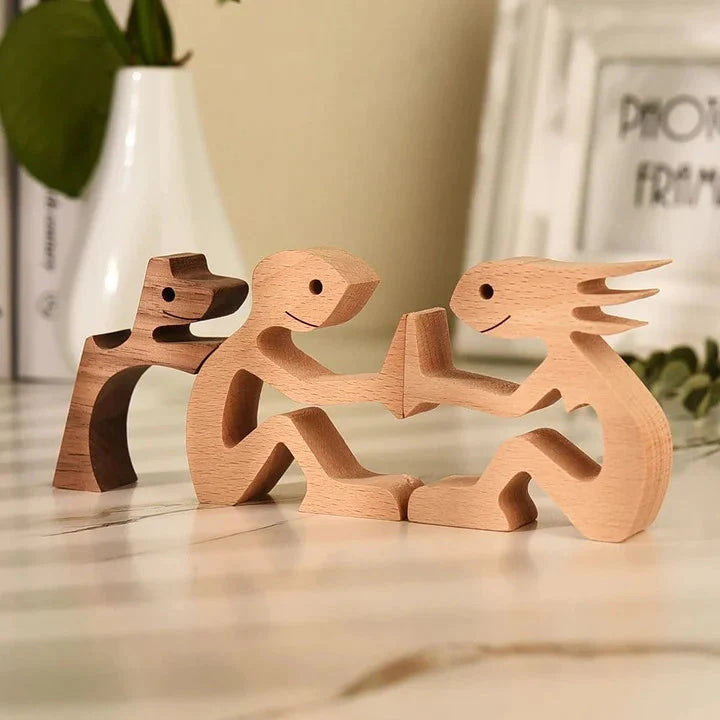 Rustic Wood Pet Figurines | Natural Dog Ornament Set