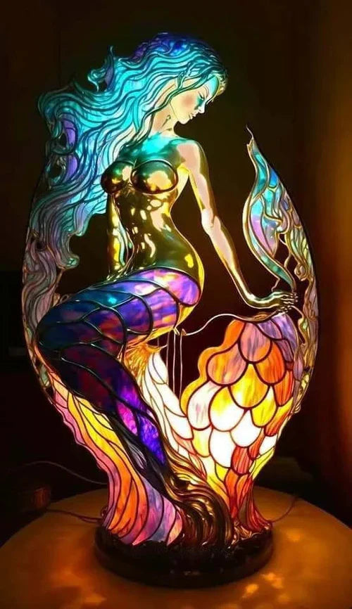 Colorful Mosaic Wolf Table Lamp