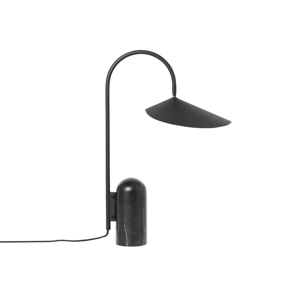 Sleek Black Marble Desk Lamp with Rounded Shade