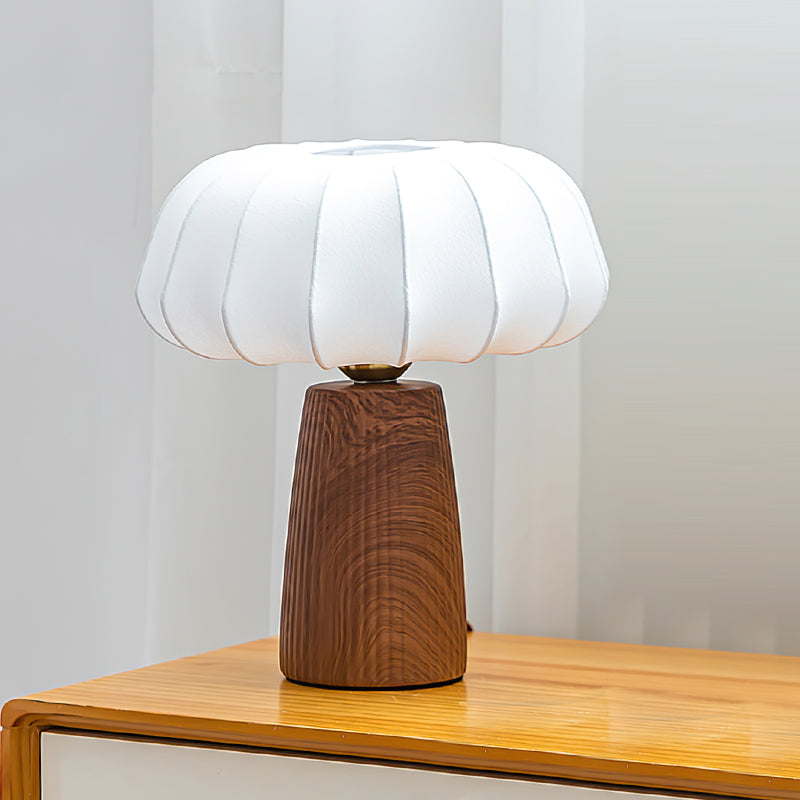 Stylish Table Light | Wood Base Soft Shade