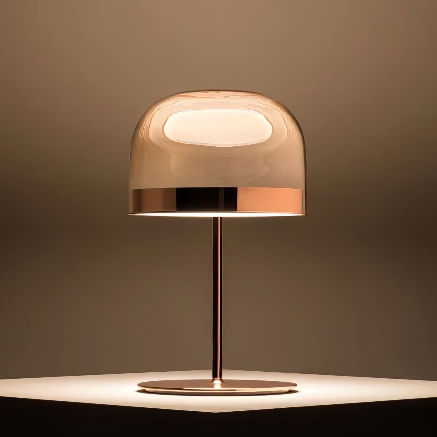 Stylish Glass Desk Lamp with Copper Accent