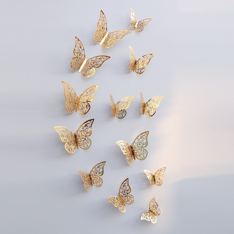 Colorful Butterfly Art Wall Decoration Rose Gold Finish