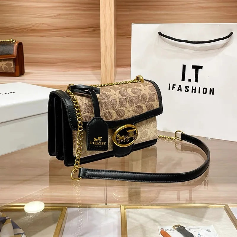 Fashion Crossbody Purse with Color Block Strap