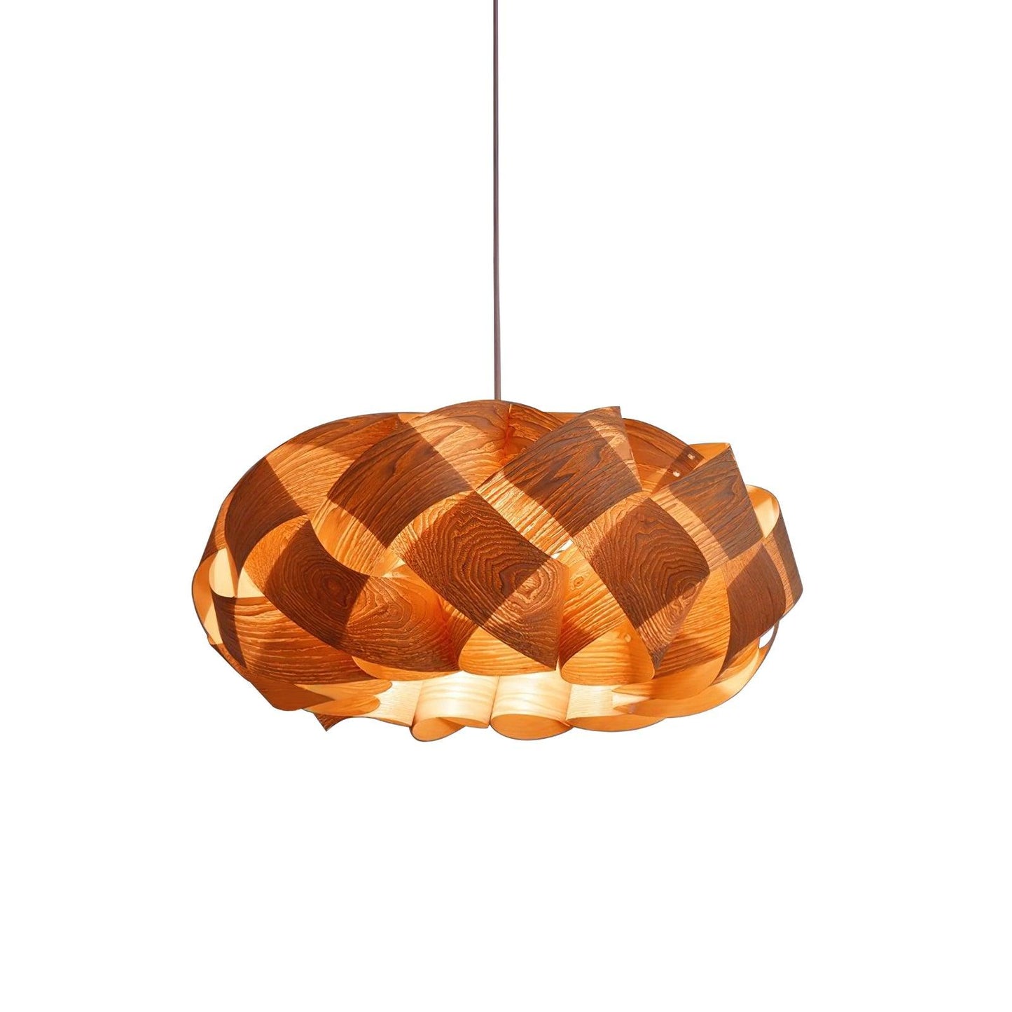 Rustic Wooden Pendant Lamp | Earthy Spiral Shade