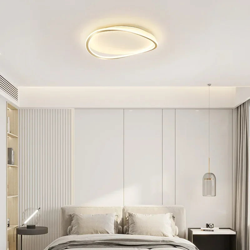 Stylish Gold Oval LED Ceiling Lamp