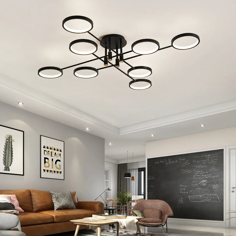 Stylish 8-Ring LED Ceiling Lamp - HappyKidMart
