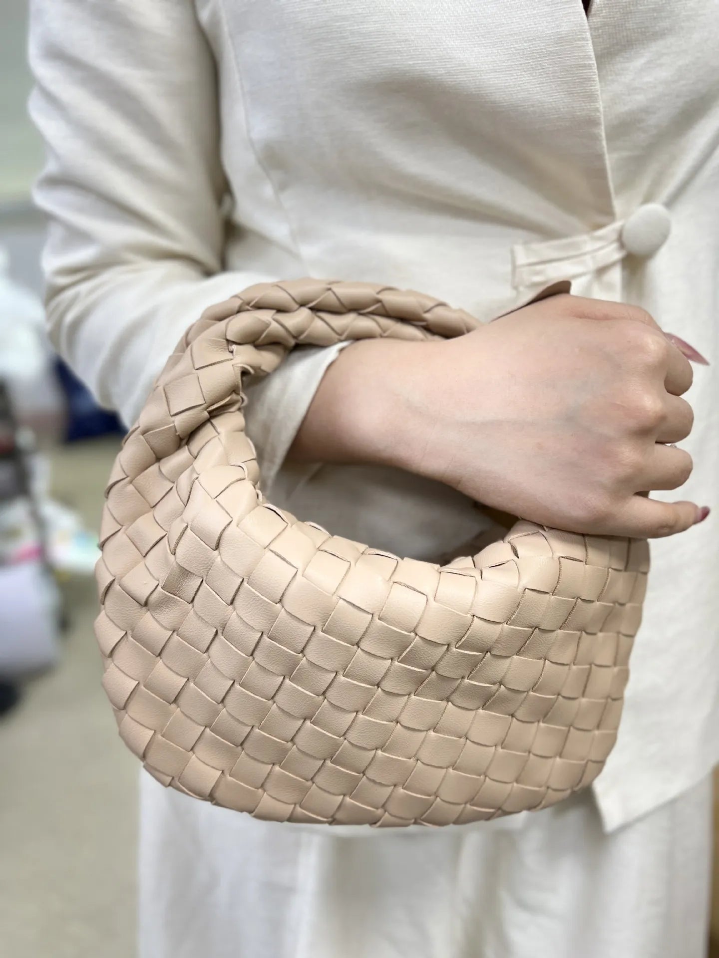 Braided Leather Tote Bag | Woven Pattern Style