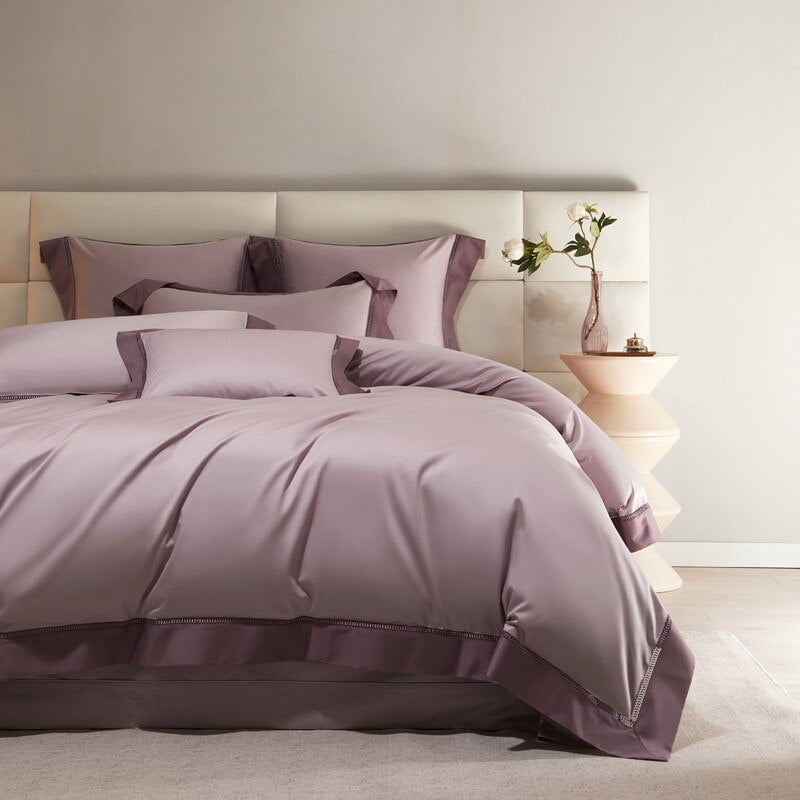 Soft Mauve Cotton Bed Sheets Set - HappyKidMart