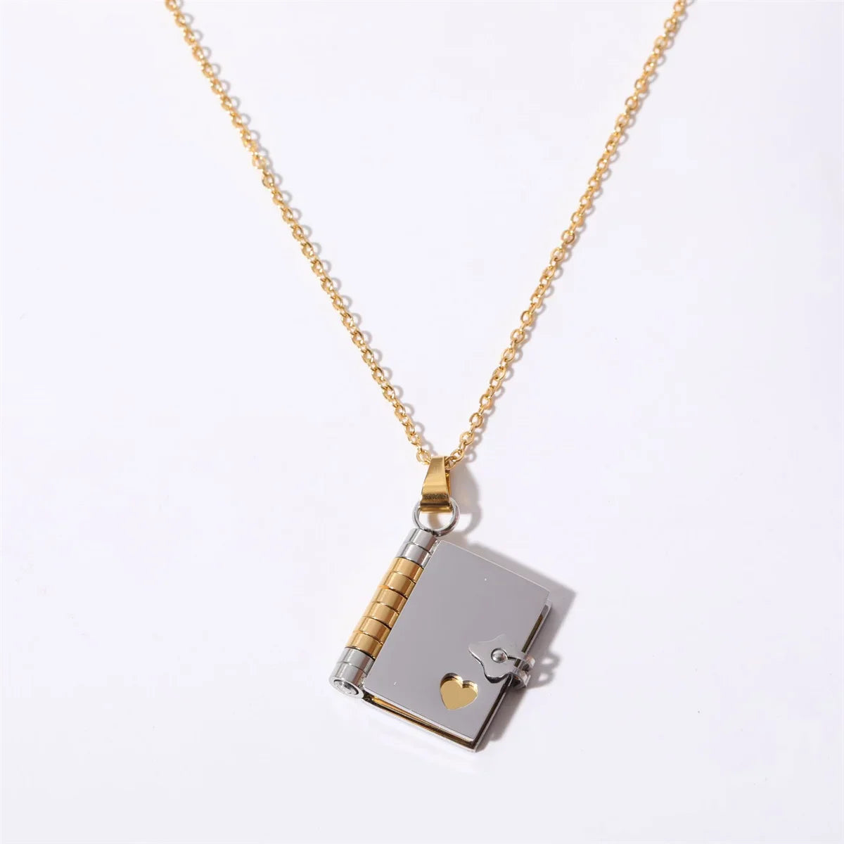 Small Book Pendant | Heart Shaped Locket Necklace