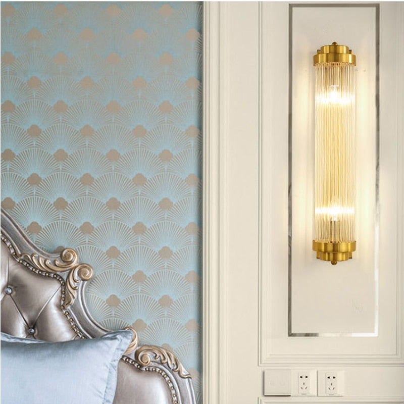 Luxury Gold Crystal Glass Wall Light