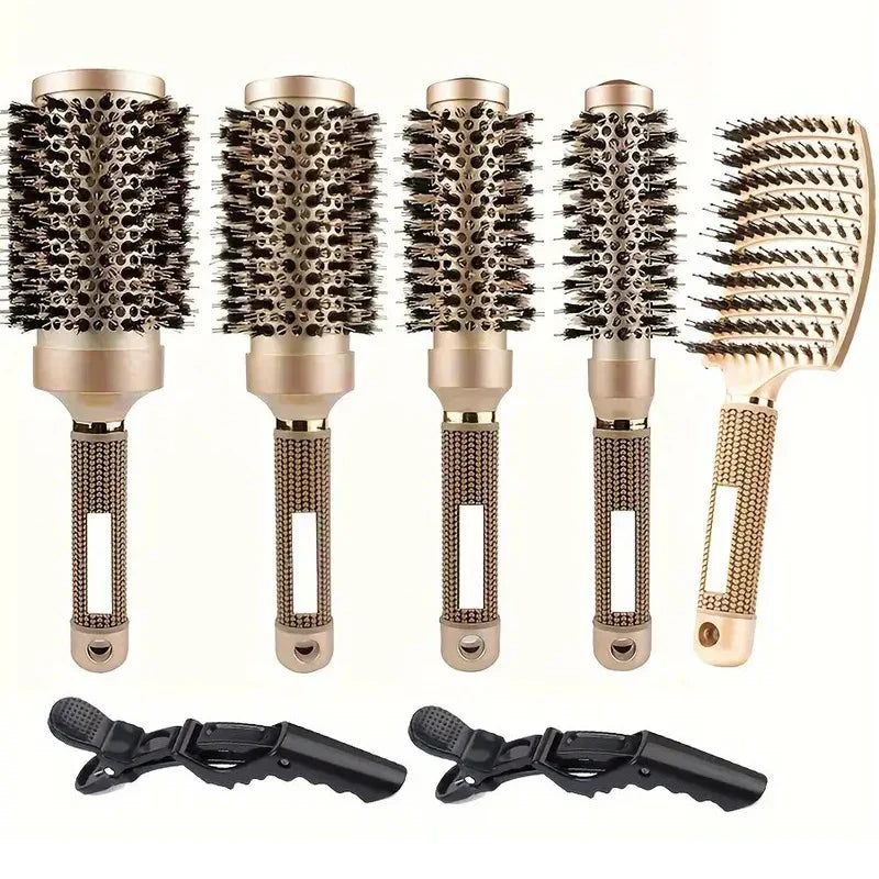 Premium Ceramic Hair Brush Set with Boar Bristles