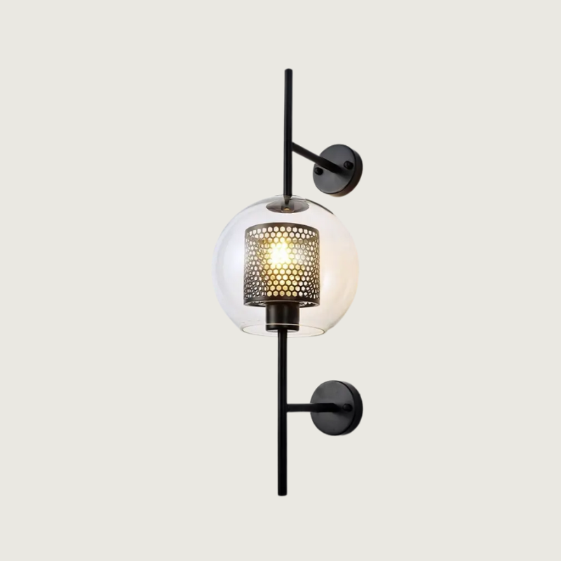 Contemporary Glass Wall Light with Metal Shade - HappyKidMart