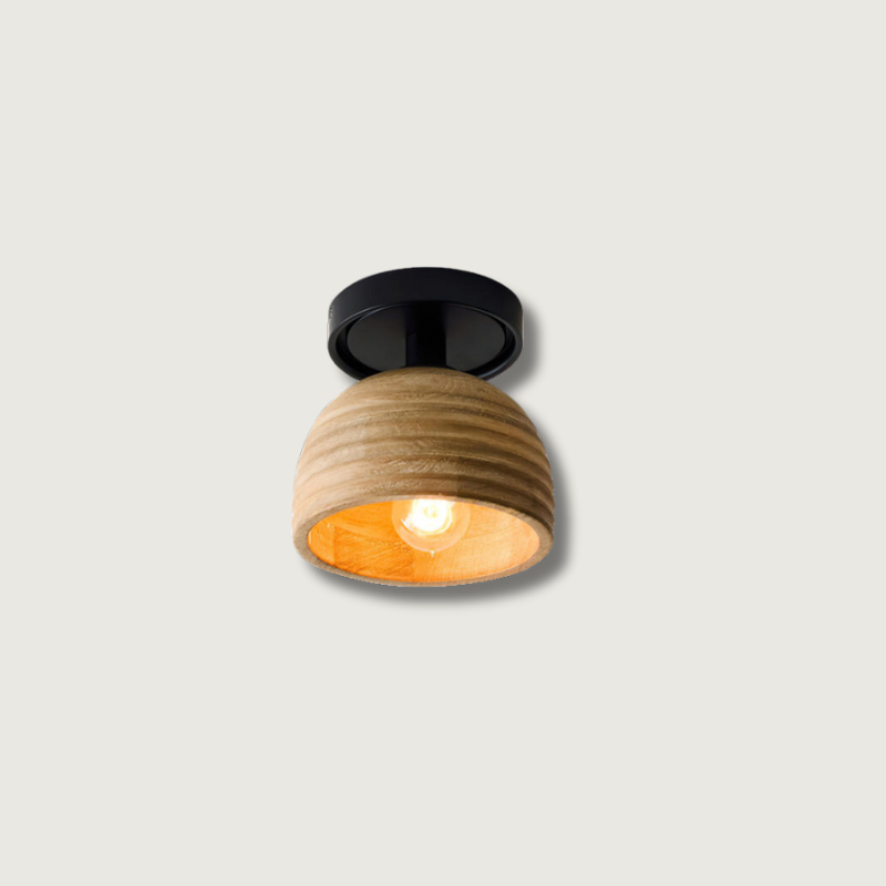 Rustic Wooden Ceiling Lamp | Textured Shade Design - HappyKidMart