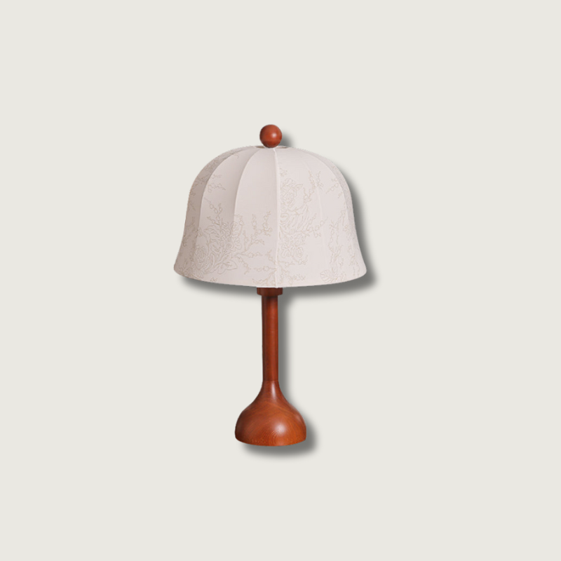 Rustic Wooden Desk Lamp with Flower Shade - HappyKidMart