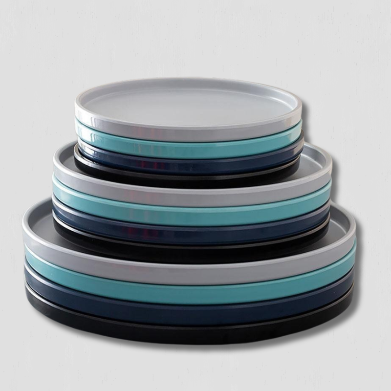 Stylish Dinner Plates | Blue Grey Ceramic Set - HappyKidMart