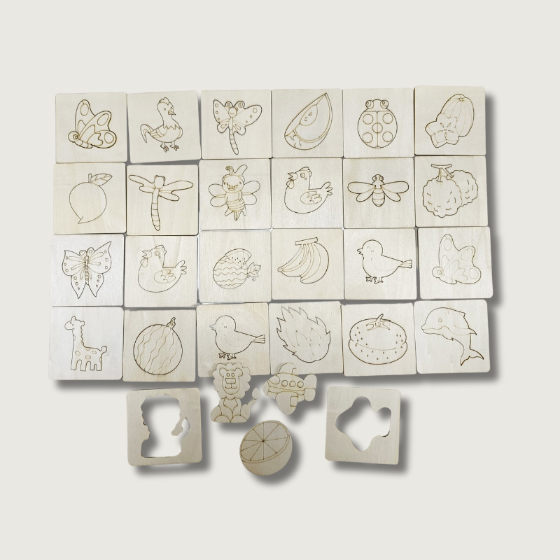 Kid's Creative Art Kit | Wooden Drawing Tool Set - HappyKidMart