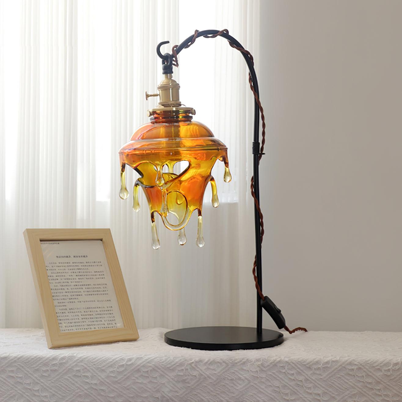 Natural Glass Table Lamp | Unique Drop Shape Design