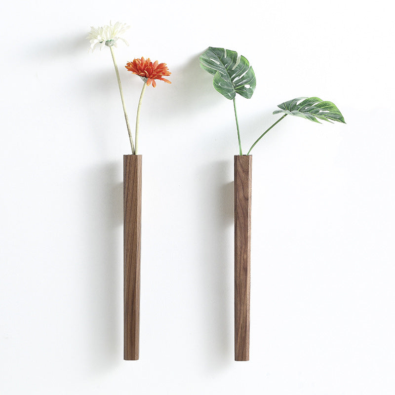 Rustic Wooden Wall Vase | Natural Solid Wood