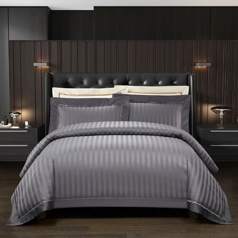 Soft Gray Stripe Comforter Set - HappyKidMart