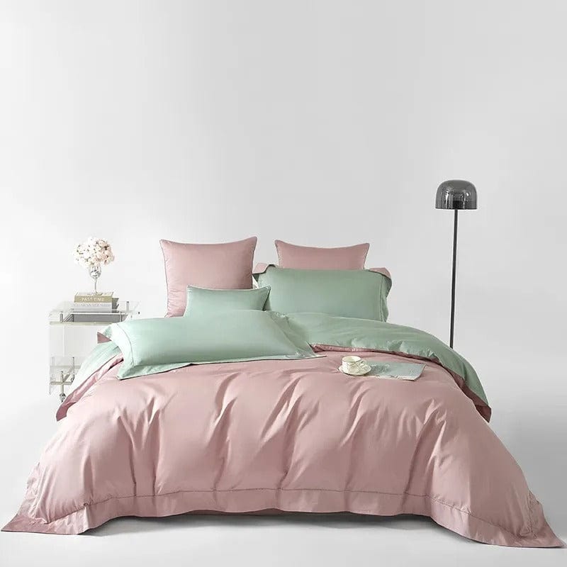 Soft Green and Pink Cotton Bedding Set - HappyKidMart