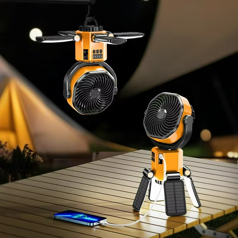 Compact Outdoor Solar Fan with LED Light
