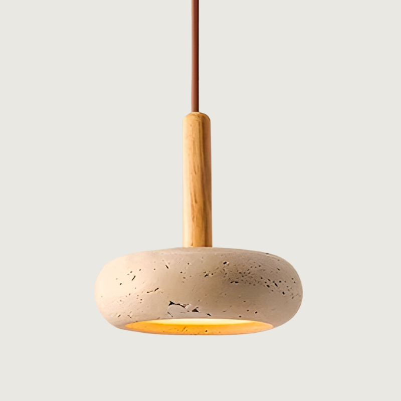 Rustic Wooden Pendant Lamp | Yellow Stone Hanging Light - HappyKidMart