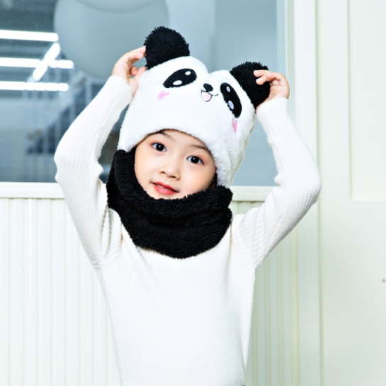 kids Warm Cartoon Scarf & Thick Hat Double Fleece