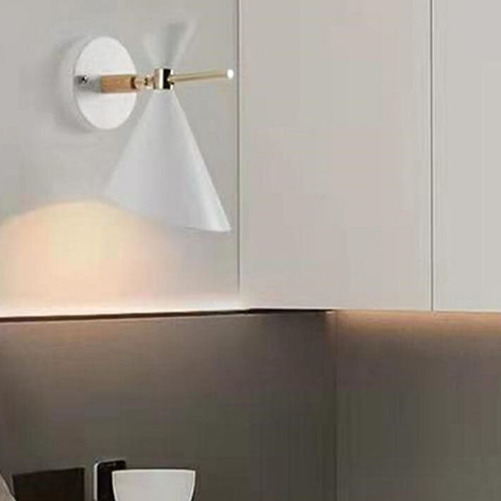 Contemporary Wooden Wall Light | White Metal Finish - HappyKidMart