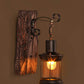 Country Style Wall Light | Wooden Glass Sconce - HappyKidMart