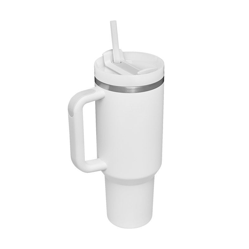 Leopard Print Thermal Coffee Mug with Lid and Straw
