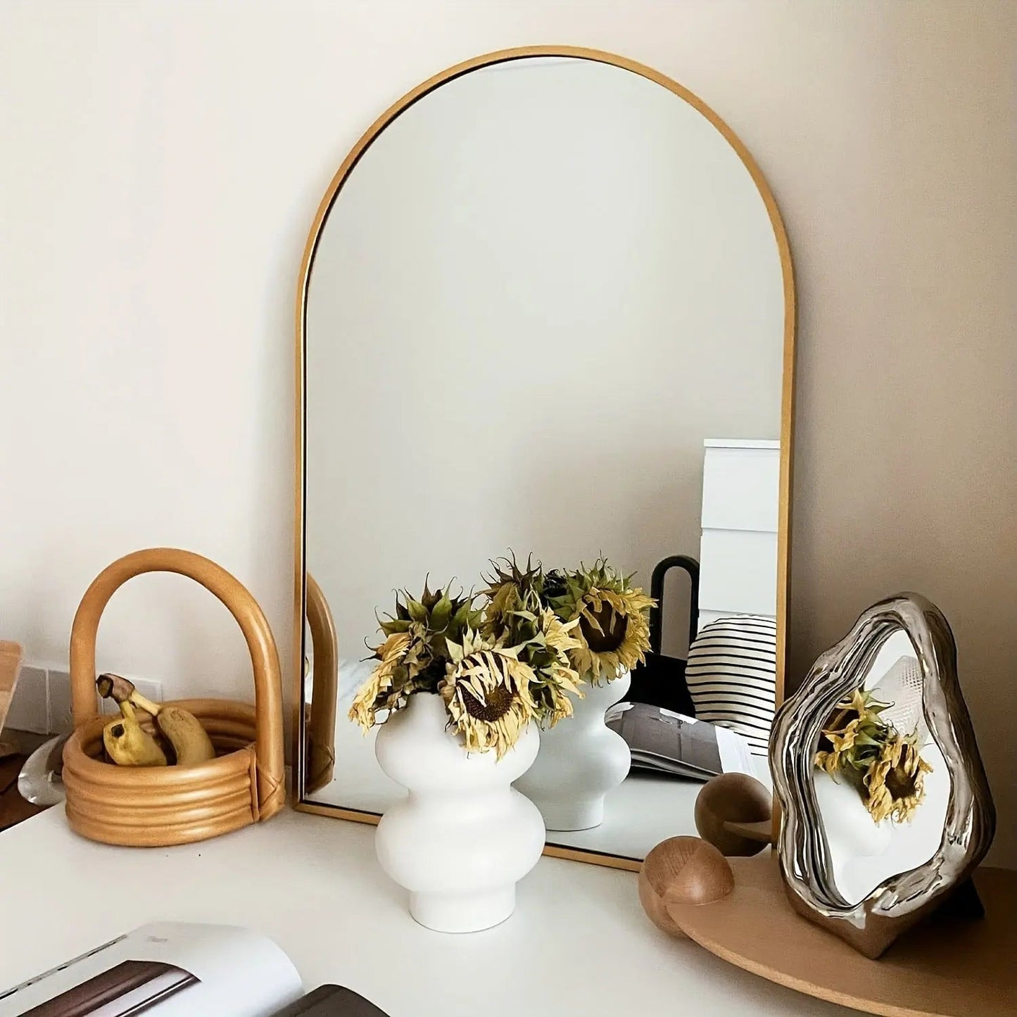 Curved Wall Mirror | Sleek Silver Frame Style