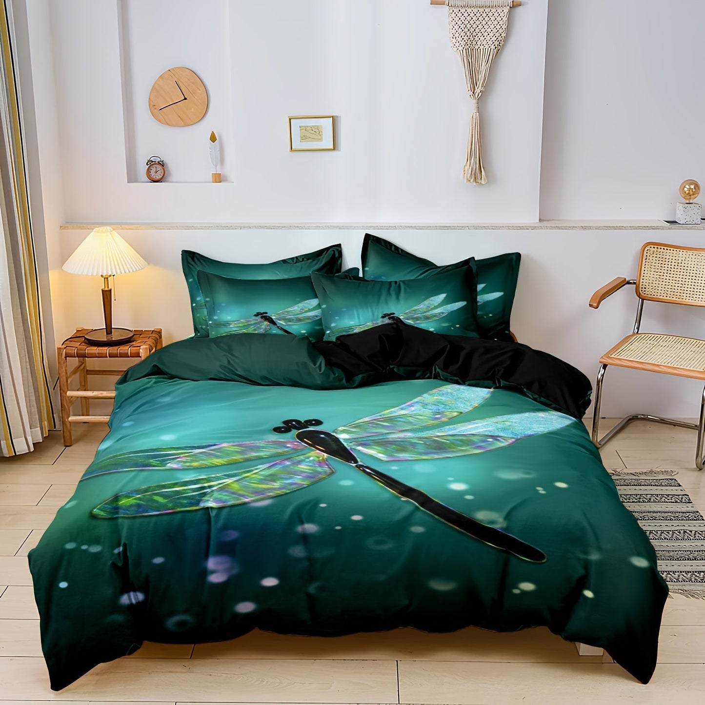 Green Leaf Pattern Bedding Set