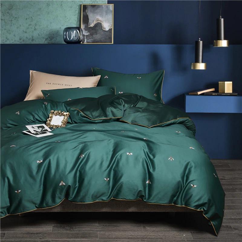 Soft Green Embroidered Cotton Bed Set - HappyKidMart