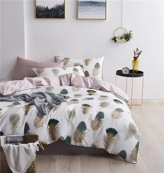 Soft Cotton Bedding Set | White Feather Duvet Cover - HappyKidMart
