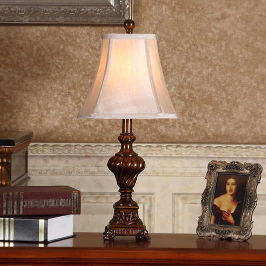 Classic Wooden Table Lamp With Creamy Shade - HappyKidMart