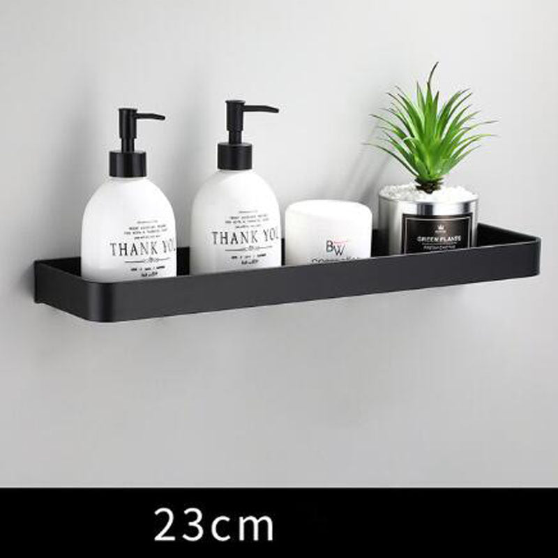 Sleek Black Aluminum Bathroom Shelf