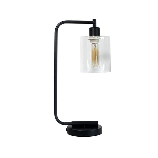 Sleek Black Metal Glass Desk Lamp - HappyKidMart