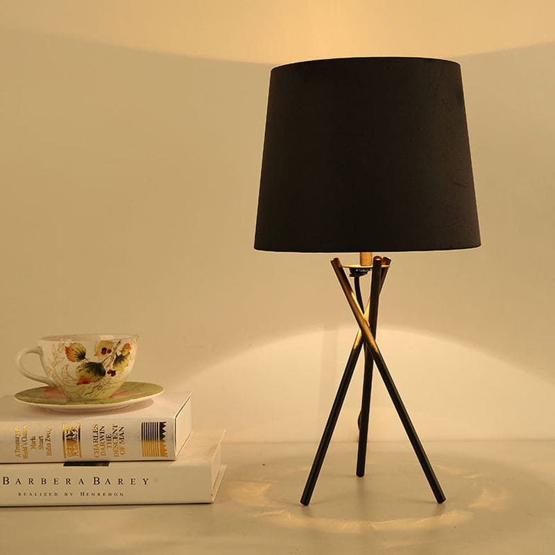 Stylish Black Table Lamp With Golden Shade