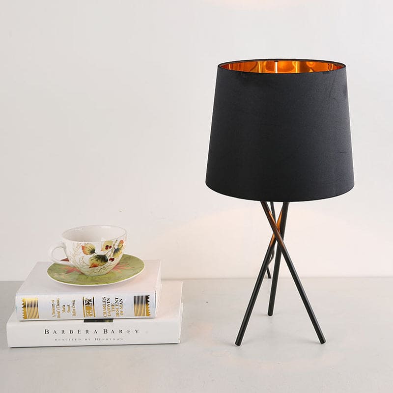 Stylish Black Table Lamp With Golden Shade - HappyKidMart
