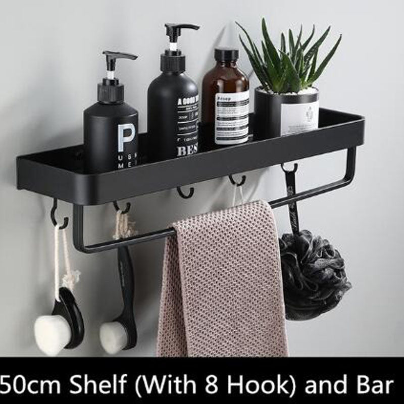 Sleek Black Aluminum Bathroom Shelf