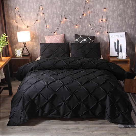 Stylish Pleated Duvet Cover Set | Geometric Bedding Set - HappyKidMart