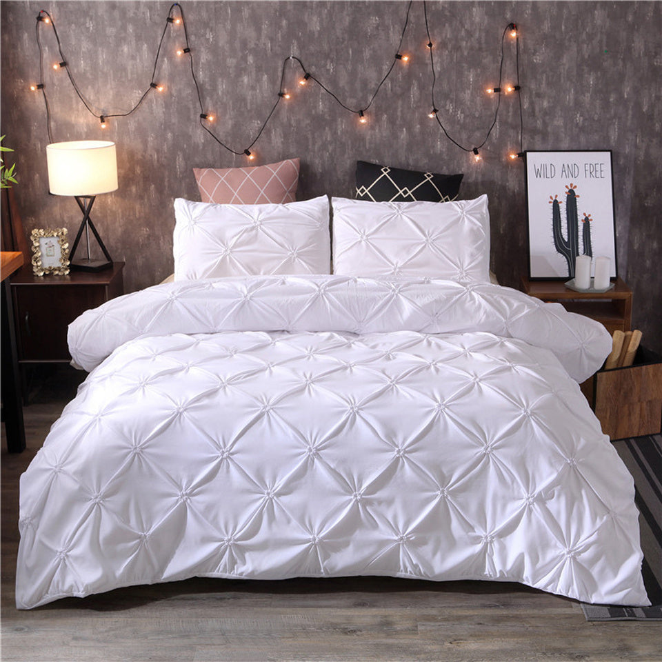 Stylish Pleated Duvet Cover Set | Geometric Bedding Set