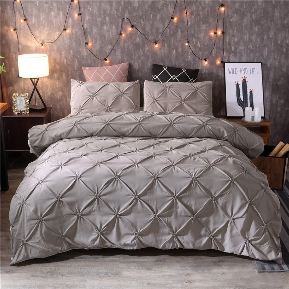 Stylish Pleated Duvet Cover Set | Geometric Bedding Set