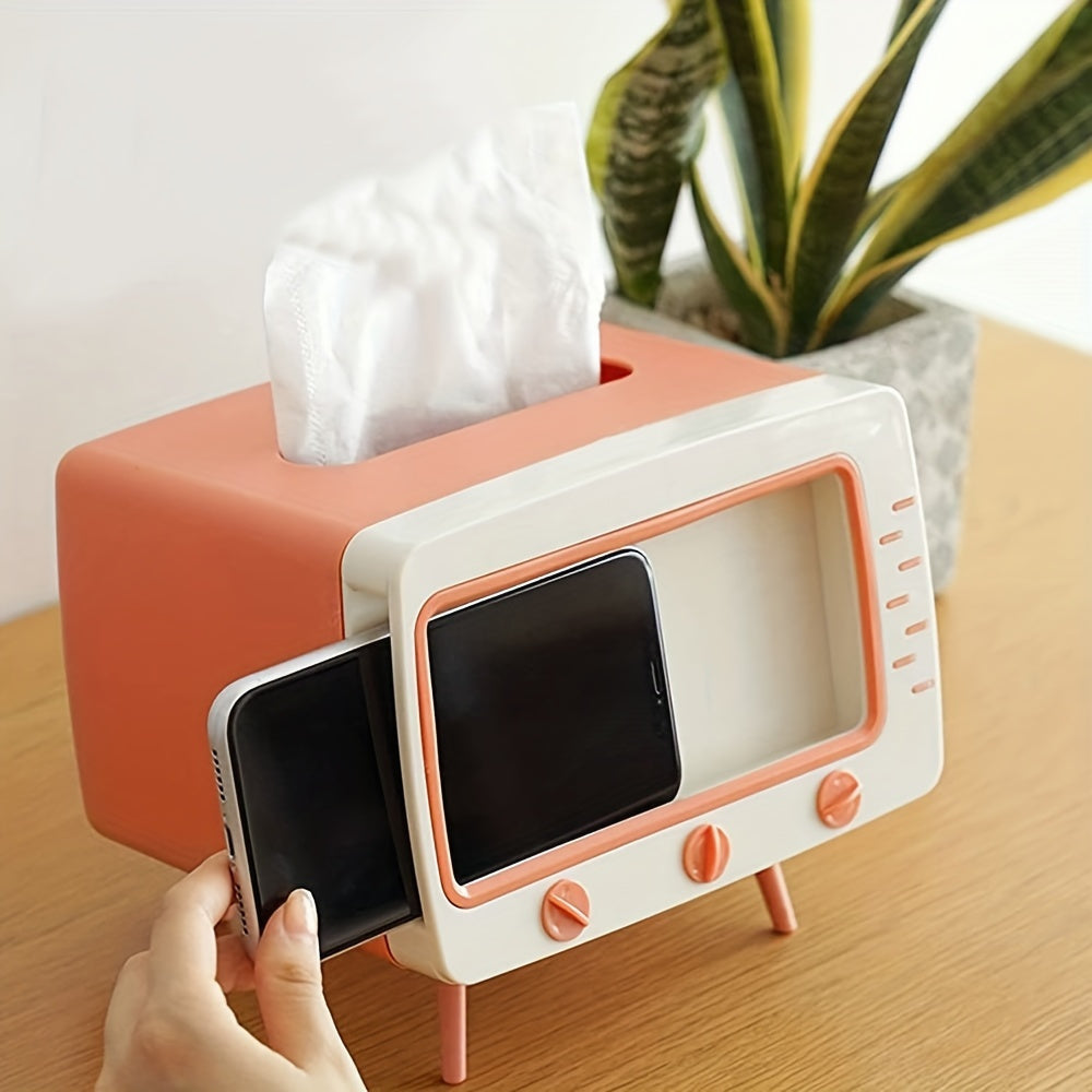 Vintage TV Tissue Holder | Sleek Phone Stand Design - HappyKidMart