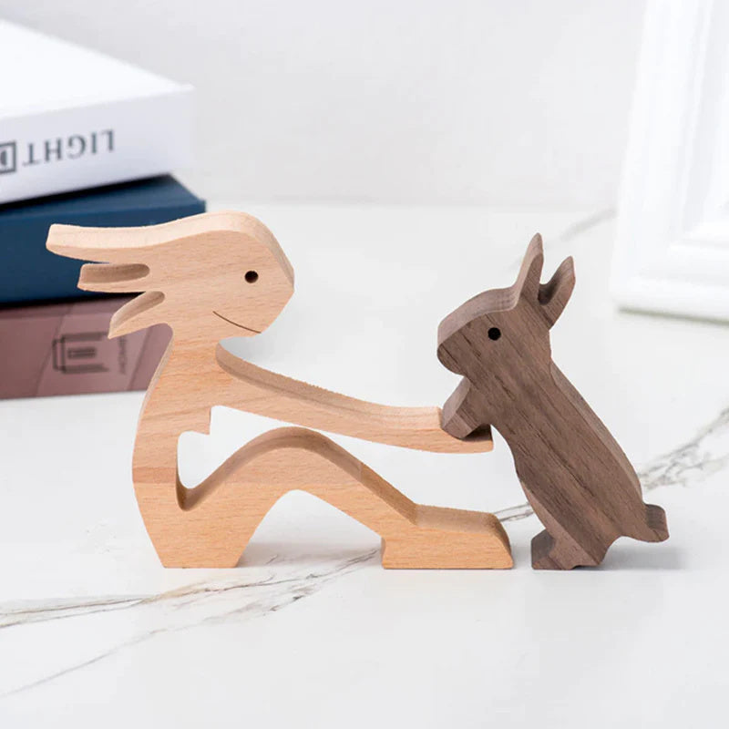 Rustic Wood Pet Figurines | Natural Dog Ornament Set