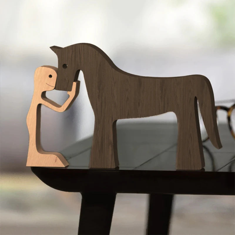 Rustic Wood Pet Figurines | Natural Dog Ornament Set