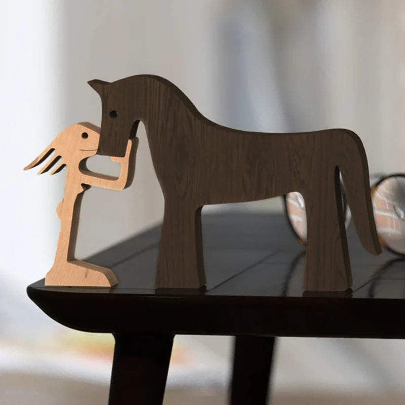 Rustic Wood Pet Figurines | Natural Dog Ornament Set