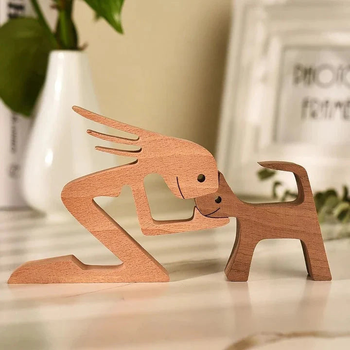 Rustic Wood Pet Figurines | Natural Dog Ornament Set