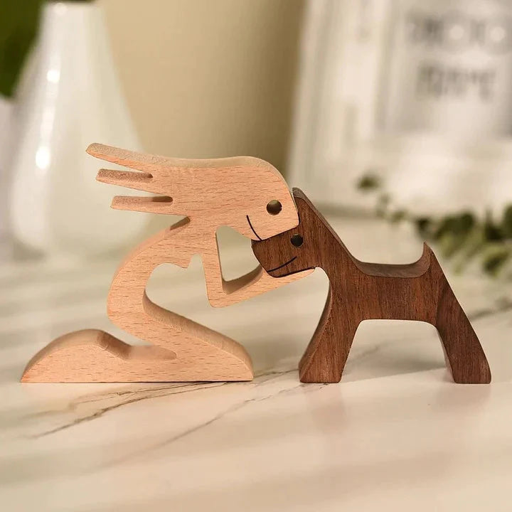 Rustic Wood Pet Figurines | Natural Dog Ornament Set